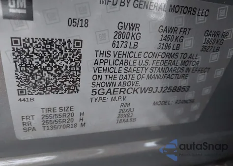 2018 Buick Enclave Premium из США, поврежденный, VIN 5GAERCKW9JJ258853